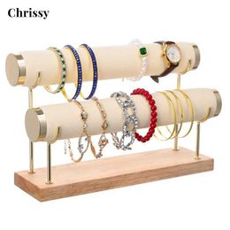 Jewelry Stand Bracelet display stand with T-bar double-layer bracket used as a storage tower for jewelry organization Q240506