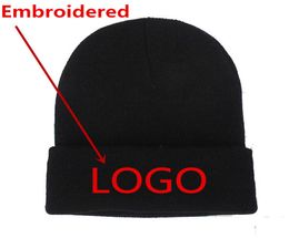 1Pcs Personalised Custom Beanie Cap Embroidered Knitted hat Winter Hat men women Beanie Hat Winter Cap Unisex Skull Caps Whole2826762