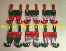 Good quality 6 styles mixed Christmas elf pants stocking elf candy bag Xmas stocking kids gift bag for whole19198329538