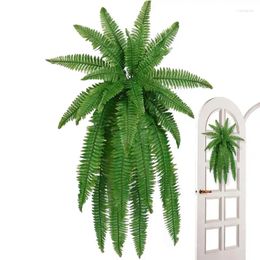 Decorative Flowers Plastic Fake Plants Wedding Party Wall Balcony Decoration 18 Branches Faux Ferns Waterproof House Garland For Outdoor