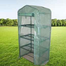 Garden Greenhouses 4 Shelves Green house Foldable Iron tube With PE mesh cloth cover Greenhouse Portable Mini Outdoor Fower House 6365834