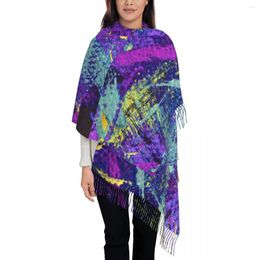 Scarves Ladies Scarf Warm Soft Ink Splash Wraps With Tassel Colorful Print Vintage Shawls And Winter Custom Bufanda