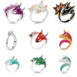 Cluster Rings Colourful Fresh Starry Sky Little Blue Dragon For Women Multiple Options Couple Ring Unique Craftsm Charms Silver Jewellery