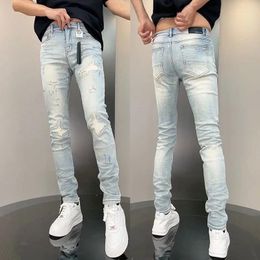 Men's Jeans Korean Luxury Clothing High Quality For Men Fashion Slim Fit Pencil Pants With Holes Summer Casual Denim Trousers Male