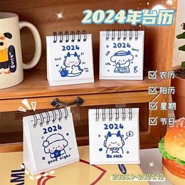 Calendar 2024 Student Desktop Mini Desk Calendar Cute Cartoon Check-in Calendar Kawaii Trinkets Notepad School Office Stationery Supplies