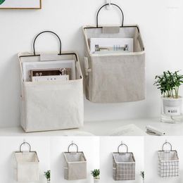 Storage Bags Dorm Bedside Wall Mounted Bag 4 Colors Fabric Hanging Basket Bedroom Organizer Book Magazines Phone Holder Hook