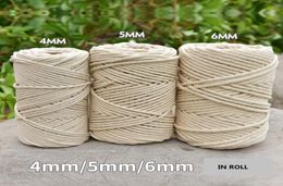 Durable 200m Cotton Cord Natural Beige Macrame ed Rope Craft Macrame String DIY Handmade Home Decorations Supply 4mm 5mm 6mm5995643