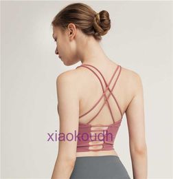 Fashion Lltops Sexy Women Yoga Sport Underwear Goodlooking Bra with Chest Pad Thin Belt Beautiful Back Yoga Underwear No Steel Ring Vest Summer Fitness Iron Shirt