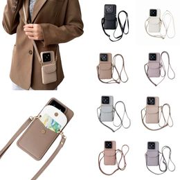 Instagram vind lämplig för xiaomi 14 telefon 13 ultra crossbody hängande repkort läder noll plånbok fodral