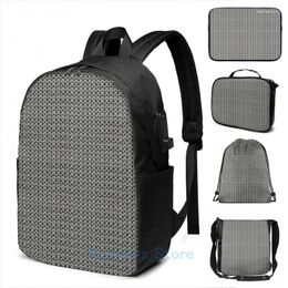Backpack Funny Graphic Print Silver Chainmail Mediaeval Costume Armour USB Charge Men School Bags Women Bag Travel Laptop