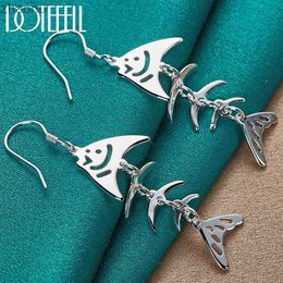 Dangle Chandelier DOTEFFIL 925 Pure Silver Fish Bone Drop Earrings Suitable for Women and Mens Wedding and Engagement Fashion Jewellery XW