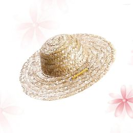 Dog Apparel Pet Sombrero Straw Adjustable Hawaii Garden Sun Bucket For Small Dogs Hats Cats Size S