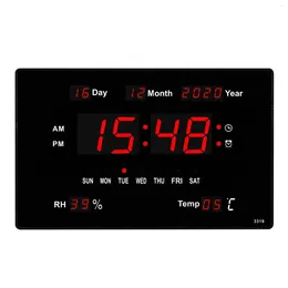 Wall Clocks Large Electronic Clock Alarm Hourly Chime Function Calendar Temperature Display Table Digital LED