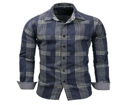 Mens Designer shirts 2019 New Spring Men039s 100 Cotton plaid shirt Casual Long Sleeve Shirt Denim style Washed mens dress shi3913865