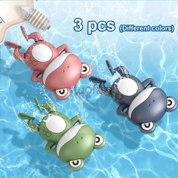 Bath Toys 3 pcs Baby Bathing Toys Cute Frogs Clockwork Bath Toy Swimming Bath Toy Bathroom Toys for Toddlers Chain Toys For Kids d240507