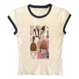 Women's T-Shirt Beautiful womens Gothic cut street top Grunge baby T-shirt 90s vintage casual short sleeved T-shirt Y2K style clothingL2405