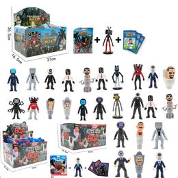 Action Toy Figures 24Pack/Set Random Style Skibidi Toilet Figure With Card Toy Game Toilet Man VS Monitor Man Action FIgurine PVC Model Dolls Gifts T240506