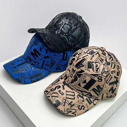 Ball Caps New Kpop Men Women Baseball Hats Graffiti Letter Vegan Leather Cotton Breathable Street Fashion Solar Sport HipHop Cs Sunshade J240506