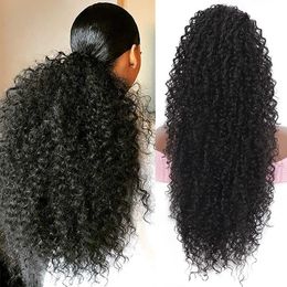 Afro Kinky Curly Drawstring Ponytail 50cm Long Synthetic Hair Extensions Pony Tail in 5 Colors For Women SW309