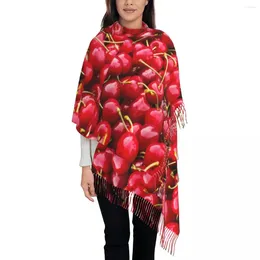 Scarves Warm Soft Scarf Winter Red Cherries Print Shawls And Wrap Cute Fruits Design Bandana Men Women Casual Headwear