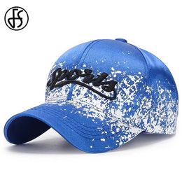 Ball Caps FS Summer Outdoor Sports Running Hat Breathable Blue Letter Embroidery Baseball Cap For Men Women Trucker Hats Casquette Homme Y240507