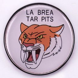 Brooches Sabre Tooth Tiger Enamel Pin Ferocious Animal Brooch Classic Round Button Decora