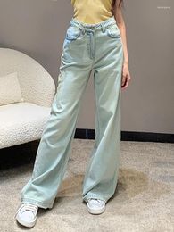 Women's Jeans Casual Versatile For Women Spring Summer 2024 High Waist Fashion Denim Loose Chic Streetwear Burrs Wide Leg Pants TH03