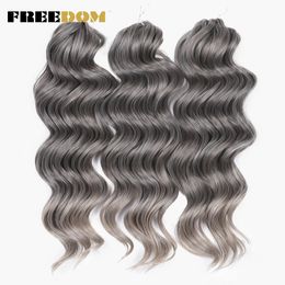FREEDOM Synthetic Deep Curly Twist Crochet Hair 16 Inch Deep Wave Braid Hair Soft Ombre Blonde Brown Braiding Hair Extensions 240506