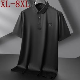 8XL 7XL 6XL 2024 Summer Ice Silk Breathable Mens Polo Shirts Short Sleeve Lapel Tshirts Men High End Luxury Male Clothing 240416