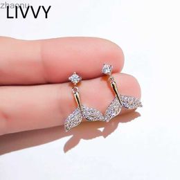 Dangle Chandelier Livvy Silver Ocean Style Zircon Fish Tail Charming Womens Earrings with Simple Temperature Mermaid Tail Birthday Gift Jewellery XW