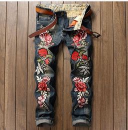 selling Italian luxury Rose Embroidered Jeans New Designer Men Jeans Famous Brand Slim Fit Mens Printed Jeans Biker Denim Pan4937765