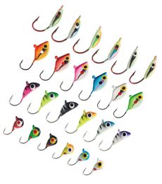 Bassdash Ice Fishing Lure Kit Glowing Paint Jigs for Winter Ice Jigging Crappie Sunfish Perch Walleye Pike 24pcs 2011069827417