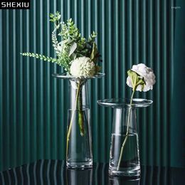 Vases Top Hat Shape Glass Vase Hydroponics Flower Pots Decorative Artificial Flowers Floral Desk Decoration Modern Home Decor