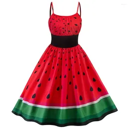 Casual Dresses Summer Cute Sexy Watermelon Print Party Dress Women Vintage Cocktail Prom Ball Gown Fancy Fashion Elegant