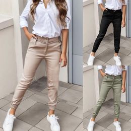 Women's Pants Casual Workout Out High Waist Cropped Solid Button Pockets Fitness Leggings Womens Trousers Y2k Clothes Streetwear