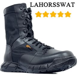 LAHORSSWAT Super Lightweight Military Man Tactical Boots Combat Training Lace Up Waterproof Outdoor Hiking Breathable Shoes 240430