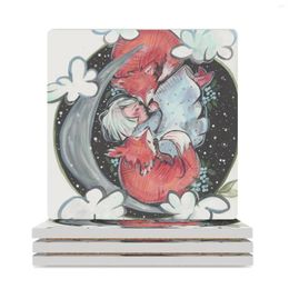 Table Mats Dreams Ceramic Coasters (Square) Drinks Cup Pads Set For Mat