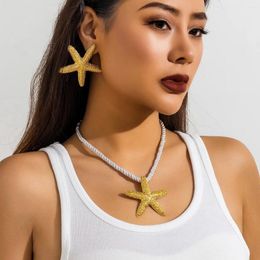 Chains Beach Party Exaggerates Star Starfish Pendant Twisted Rope Necklace For Women Fashion Jewelry Minimalist Summer Accessories