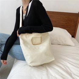 Shopping Bags Women Zipper Canvas Tote Bag Korean Shoulder Messenger Soft Cotton Cloth Ladies Handbag Simple Large For Girl