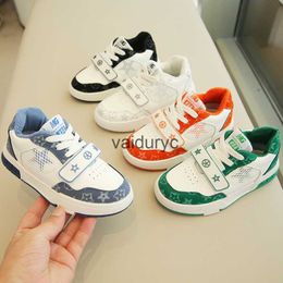 Sneakers 2024 Spring New Fashionable Leisure Childrens Sports Shoes for Boys Mesh Big Kids Velcro Girls Running H240507