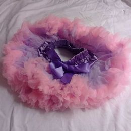 tutu Dress Baby Petti Tutu Skirt Soft Tulle Skirt Suit for Birthday party Dance Toddler Girls Skirt light Purple with Pink Hem d240507
