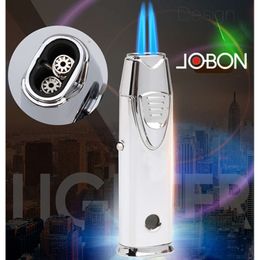 JOBON Metal Refillable Fancy Double Jet Wholesale Cigar Fashionized Fashion Butane Gas Unfilled Torch Cigarette Lighter