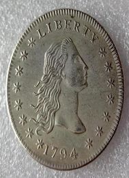 United States Coins 1794 Flowing Hair Brass Silver Plated Dollar Smooth edge Copy Coin2694357