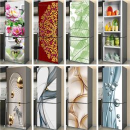 Stickers Geometric Pattern Wall Fridge Stickers For Dining Room Home Decoration Bricks Cup Cabinet Food Vinyl Art Wall Decal Refrigerator