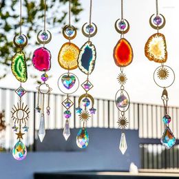 Decorative Figurines Natural Colourful Crystal Agate Sun Catcher Rainbow Prism Ball Window Pendant Maker Hanging Decorations Wind Chimes