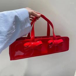 Shoulder Bags Japan Style For Women Luxury Designer Handbag Purses 2024 In PU Peeling Brightening Process Bow Long Shape Casual Wrist