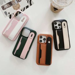 Litchi Pattern Card Insert Wrist Strap Suitable for Apple 15 Phone iPhone 14 Pro Max Case 13 Models