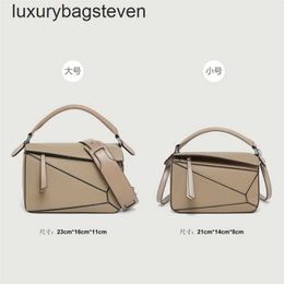 Loeiwe High end Designer Puzle bags for womens Minimalist Handheld Spliced Geometry Bag for Autumn Winter New Versatile Lychee Pattern Crossbody Bag Lightweight