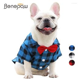 Dog Apparel Benepaw Stylish Plaid Shirt Bowtie Cute Comfortable Breathable Puppy Pet Clothes For Small Medium Large Dogs Washable