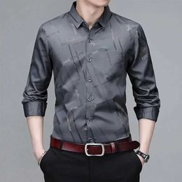 2GEI Men's Dress Shirts Mens Casual and Fashionable Long Sled Printed Shirt Non ing and Wrinkle Resistant Business Top d240507